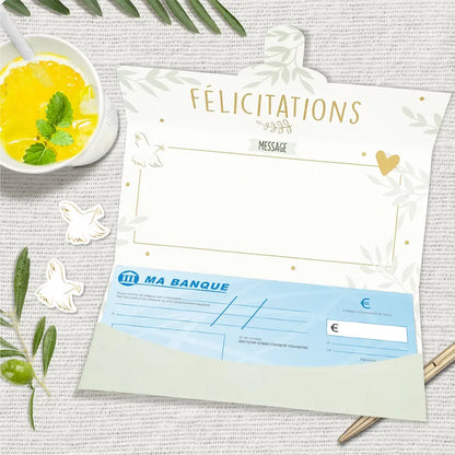 Carte Cadeau et Enveloppe "Colombe Félicitations" - 20 x 9 cm