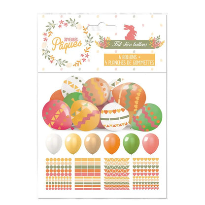 6 Ballons & Gommettes - Kit Déco "Pâques"