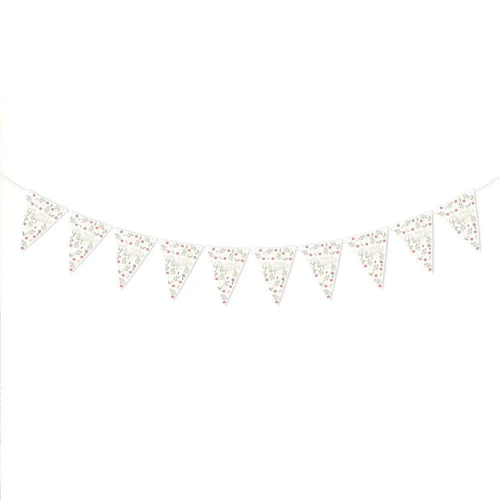 Guirlande 10 fanions en carton "Joyeuses Pâques" - 3 m - 10 fanions 15 x 21 cm
