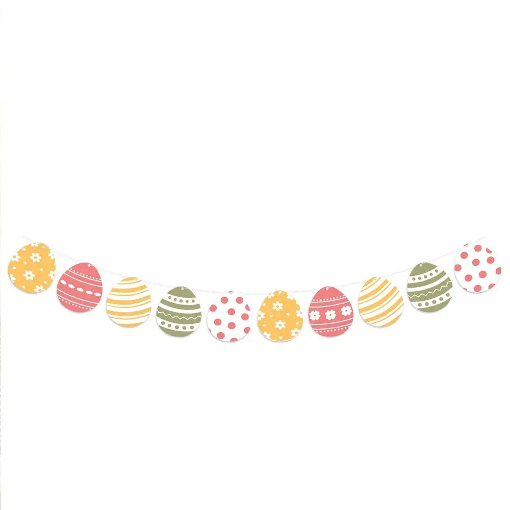 Guirlande 10 fanions en carton "Oeufs de Pâques" - 3 m - 10 fanions 15 x 21 cm