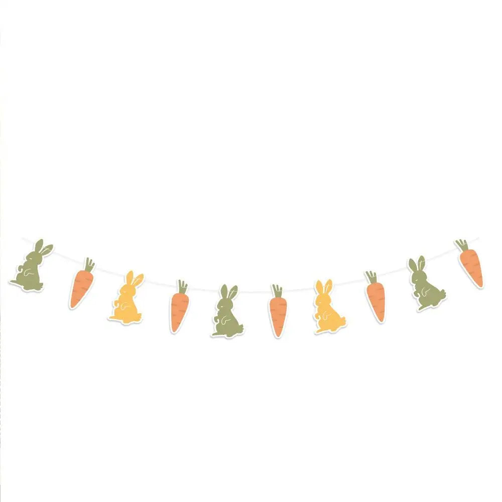 Guirlande 10 fanions en carton "Lapins de Pâques" - 3 m - 10 fanions 15 x 21 cm