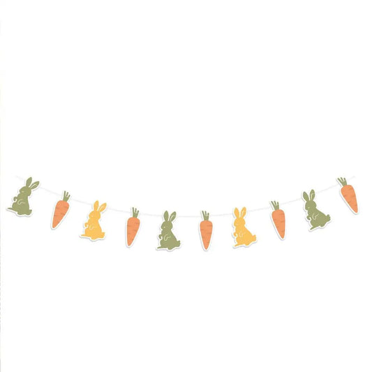Guirlande 10 fanions en carton "Lapins de Pâques" - 3 m - 10 fanions 15 x 21 cm
