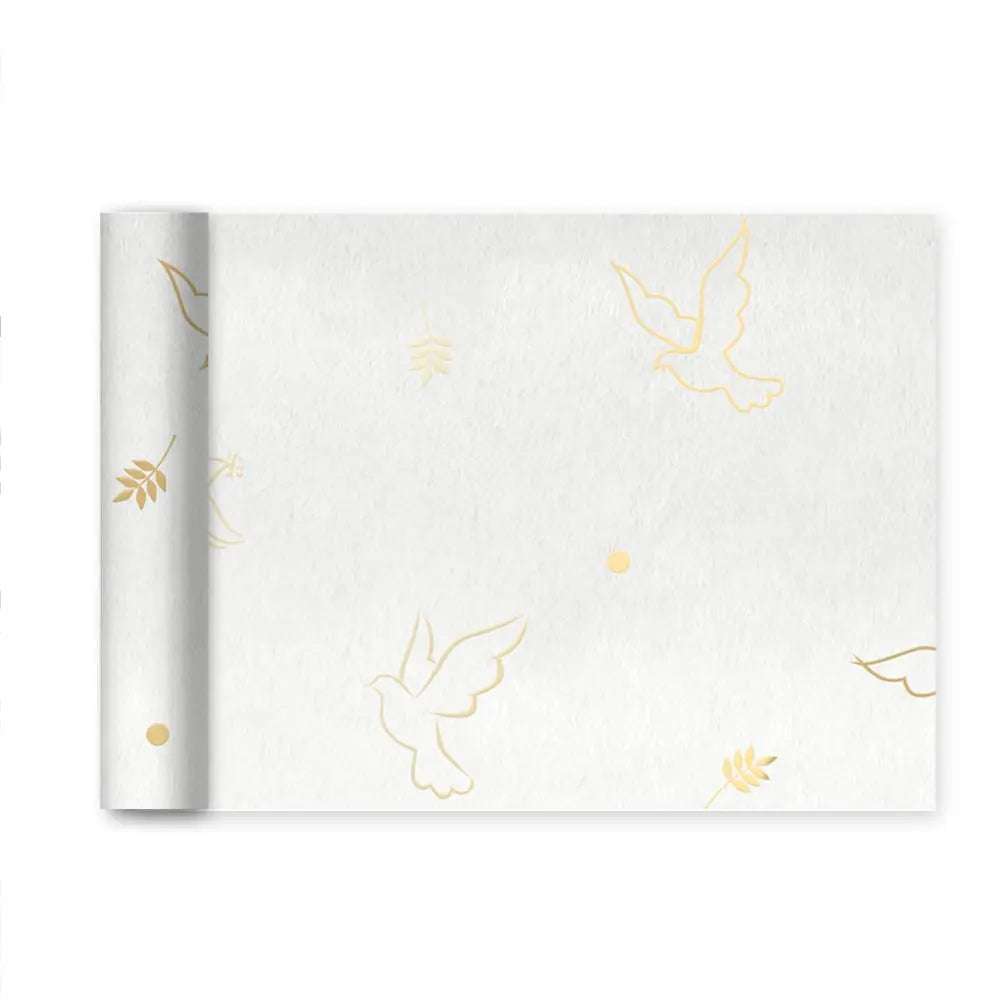 Chemin de table colombe impression or - 23 cm x 5 m