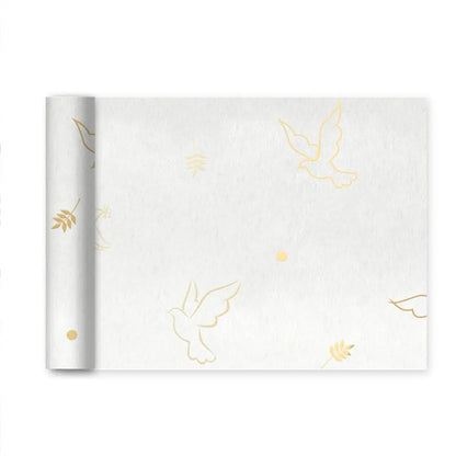 Chemin de table colombe impression or - 23 cm x 5 m