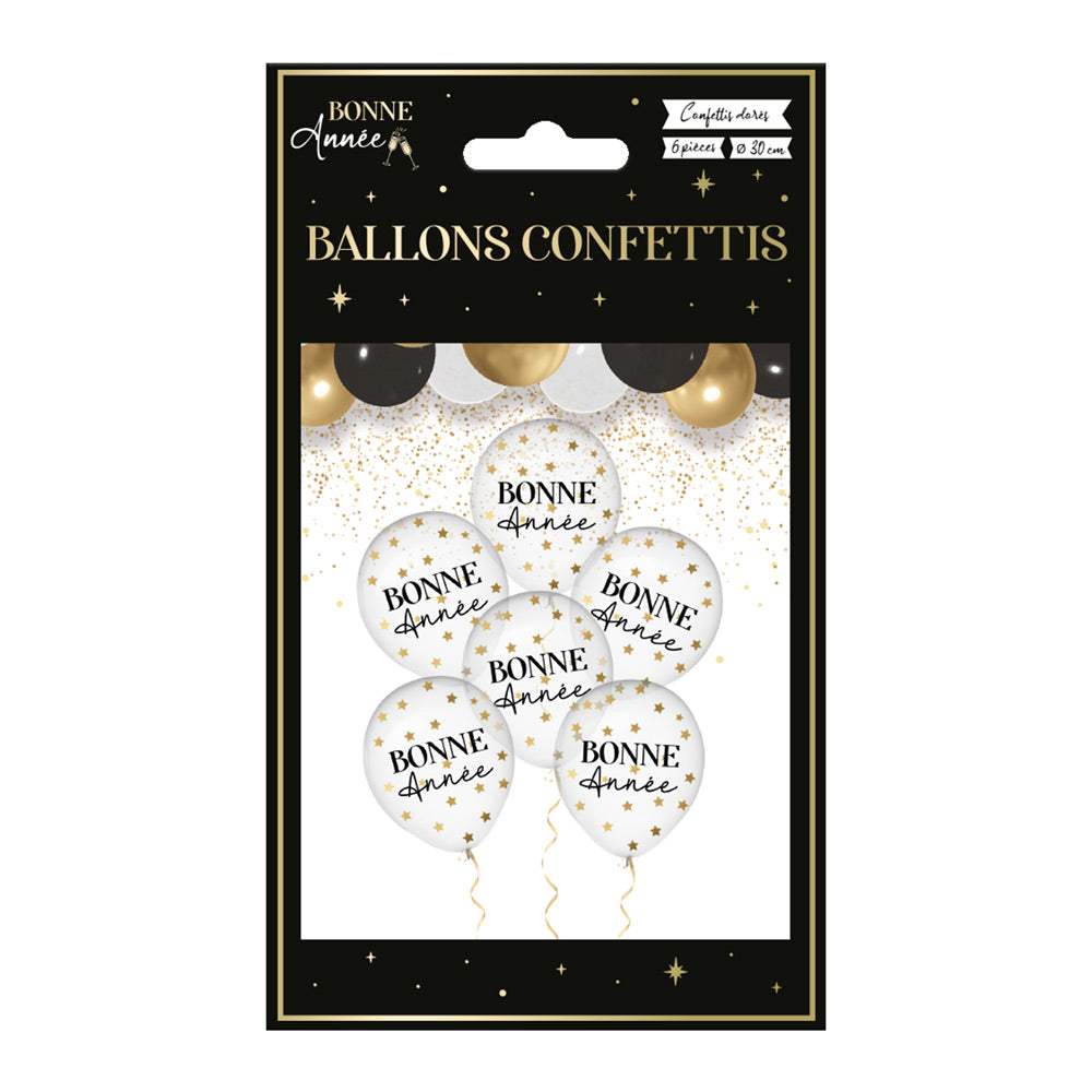 SACHET6 BALLONS CONFETTIS BONNE 