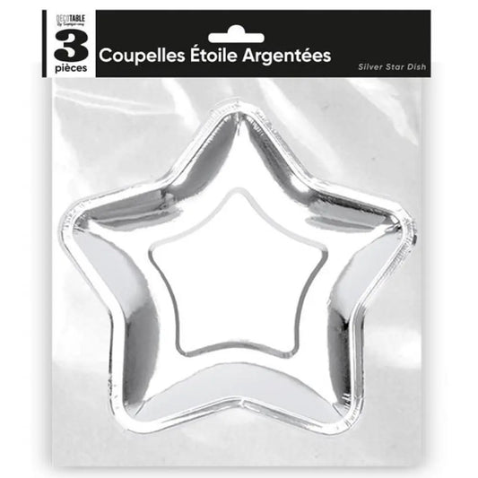 3 Coupelles Etoile en Carton - Argent