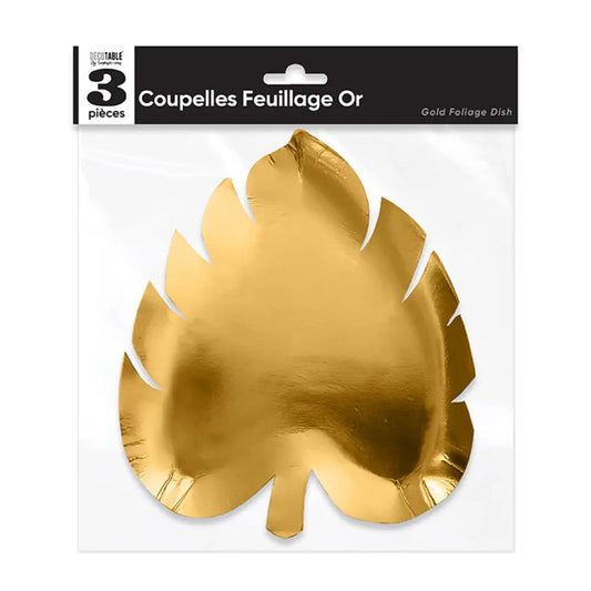 3 Coupelles Feuille - Or