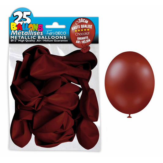 25 Ballons 30cm - Chocolat Metallic