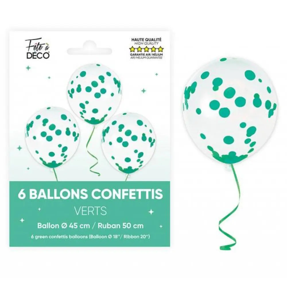 6 Ballons Confetti - Vert