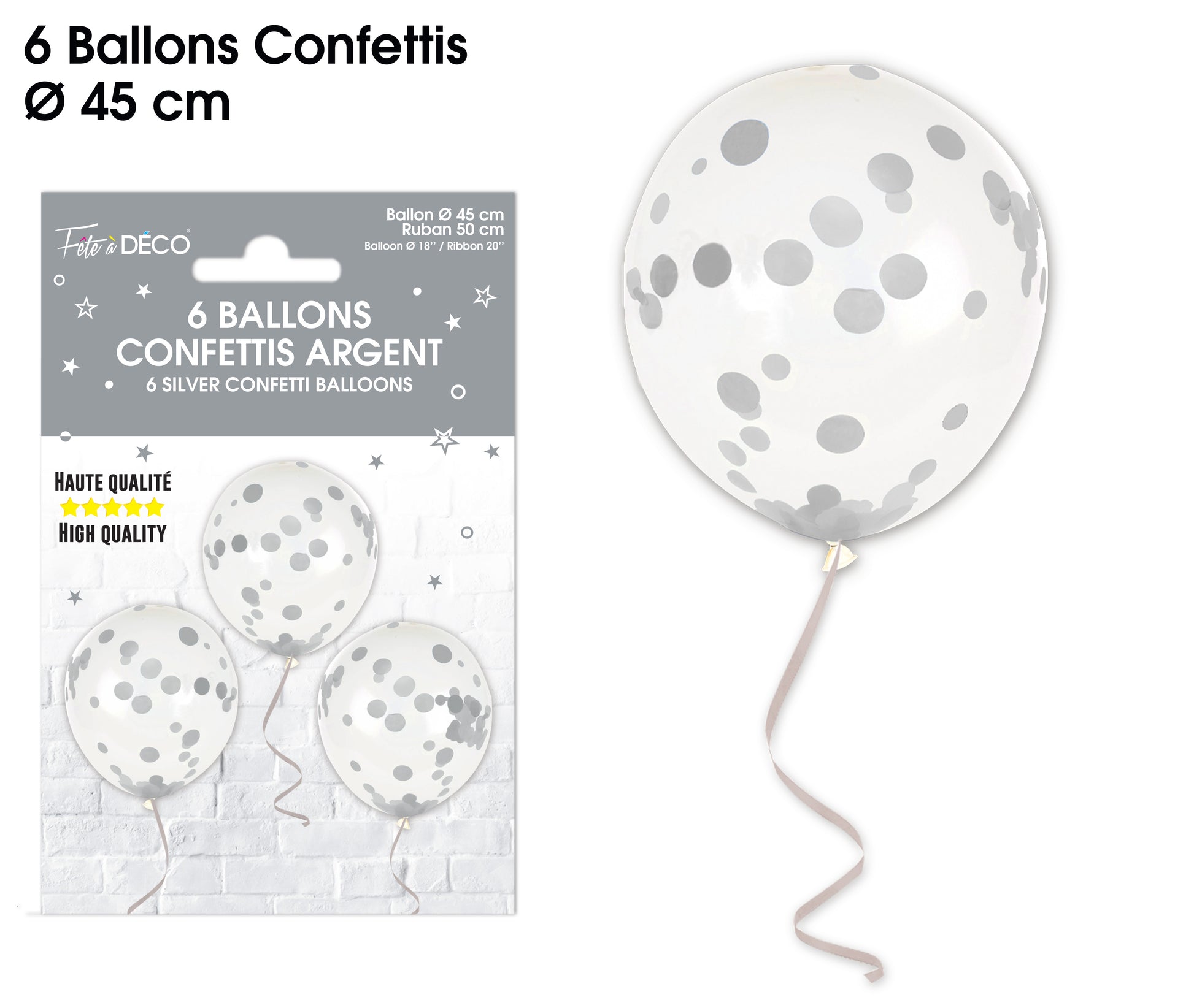 6 Ballons Confettis