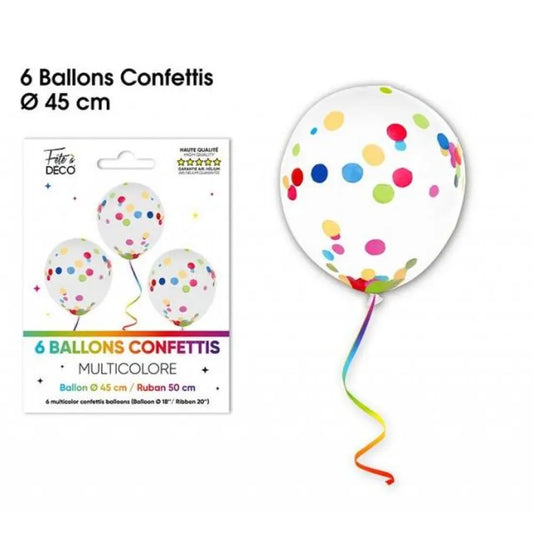 6 Ballons Confettis - Multicolore
