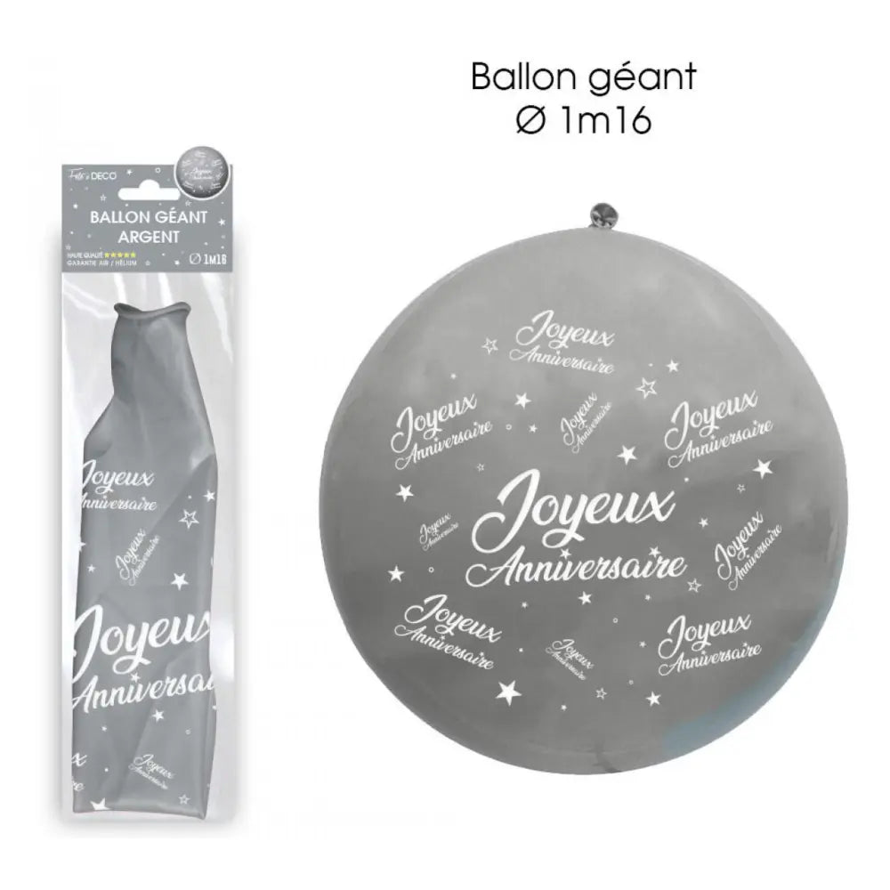 Ballon Géant Joyeux Anniversaire - Argent