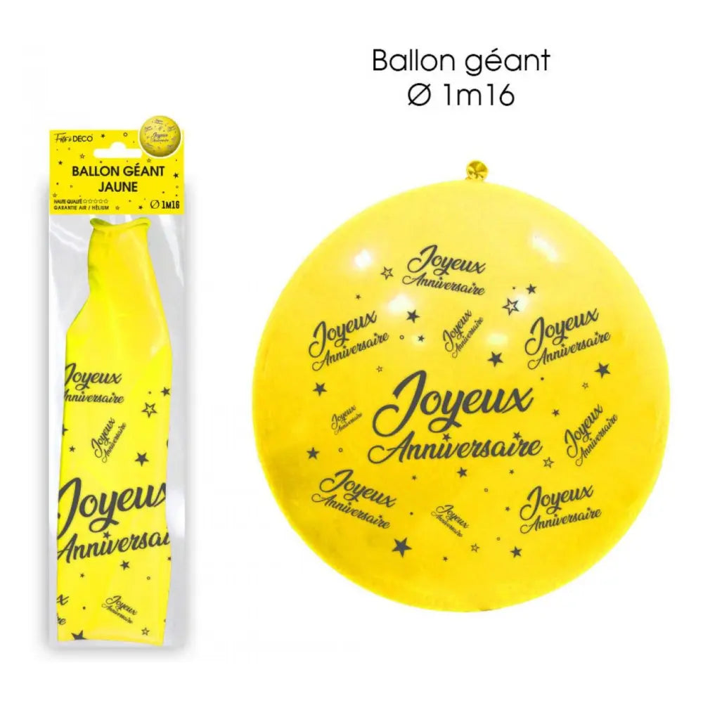 Ballon Géant Joyeux Anniversaire - Jaune