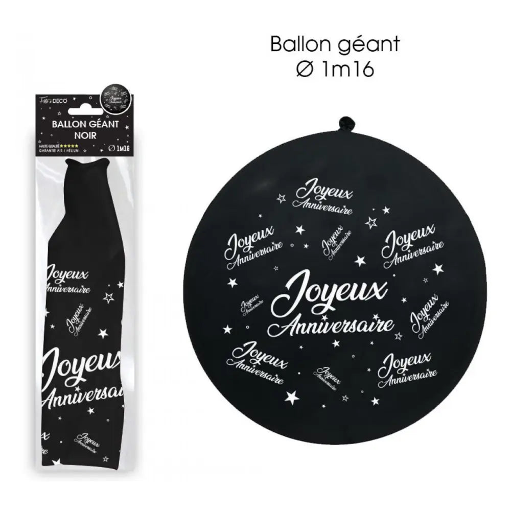 Ballon Géant Joyeux Anniversaire - Noir
