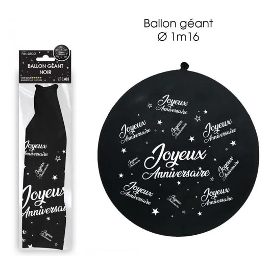 Ballon Géant Joyeux Anniversaire - Noir