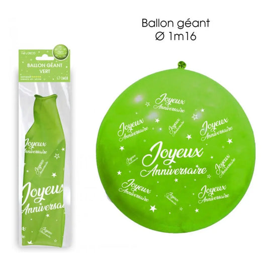 Ballon Géant Joyeux Anniversaire - Vert