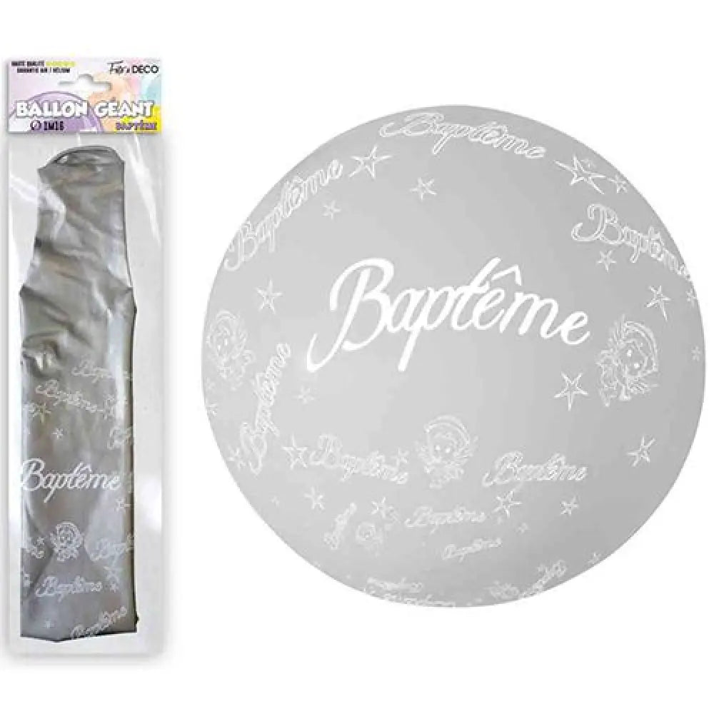 Ballon géant "Baptême" argent - Ø 1,16 m
