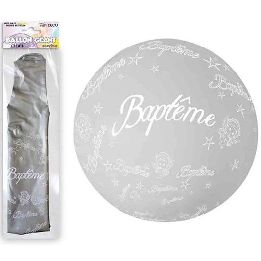 Ballon géant "Baptême" argent - Ø 1,16 m