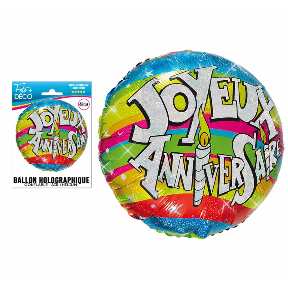 Ballon Holographique 46cm - Joyeux Anniversaire