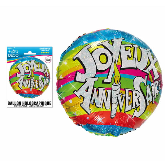 Ballon Holographique 46cm - Joyeux Anniversaire