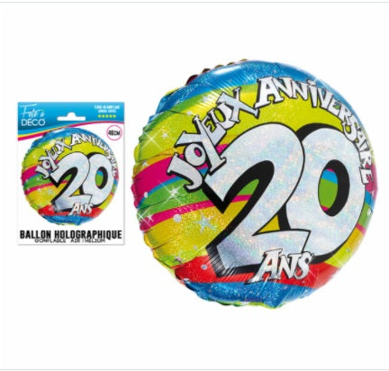 Ballon Holographique 20 Ans