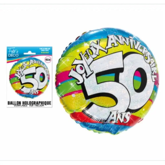 Ballon Holographique 46cm - 50 Ans
