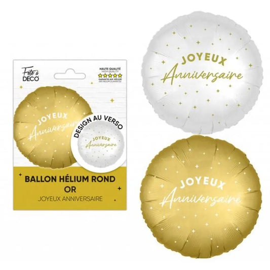 Ballon Alu "Joyeux Anniversaire" Rond - Or