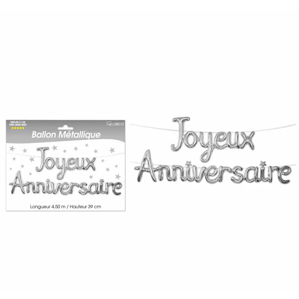 Ballon Alu ''Joyeux Anniversaire'' - Argent