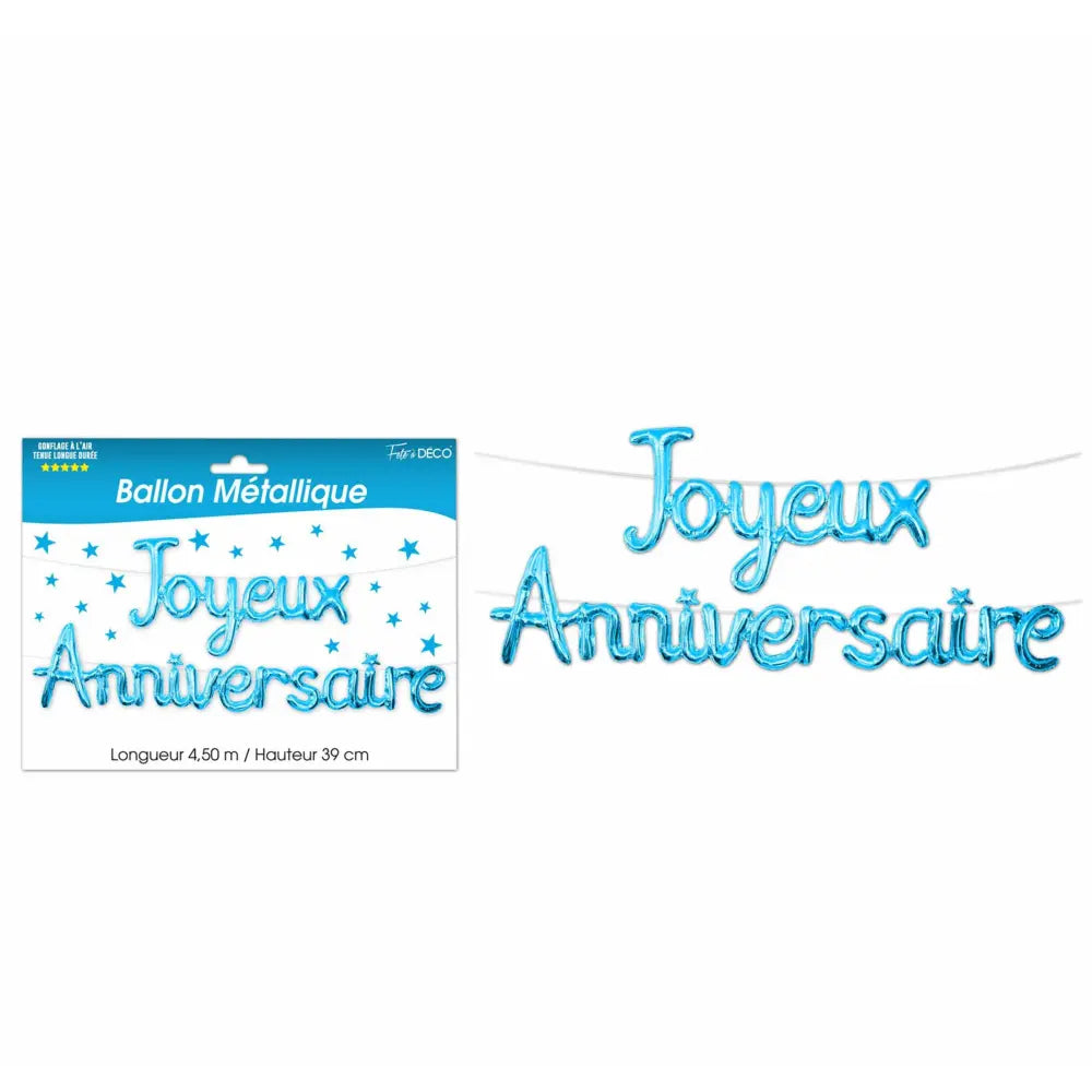 Ballon Alu ''Joyeux Anniversaire'' - Bleu