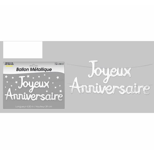 Ballon Alu ''Joyeux Anniversaire'' - Blanc