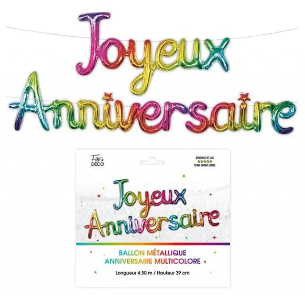 Ballon Alu ''Joyeux Anniversaire'' - Multicolore