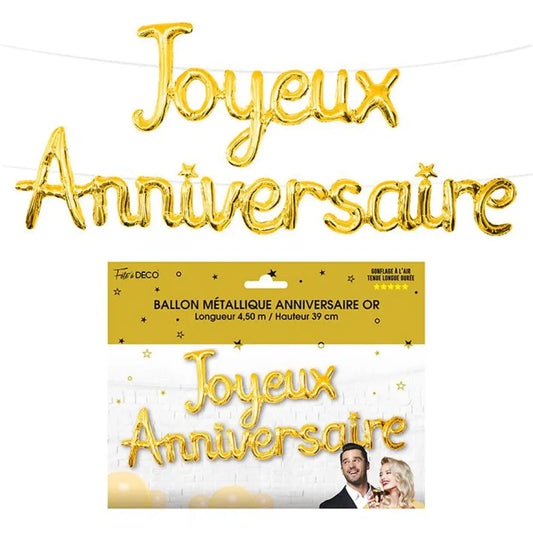 Ballon Alu ''Joyeux Anniversaire'' - Or