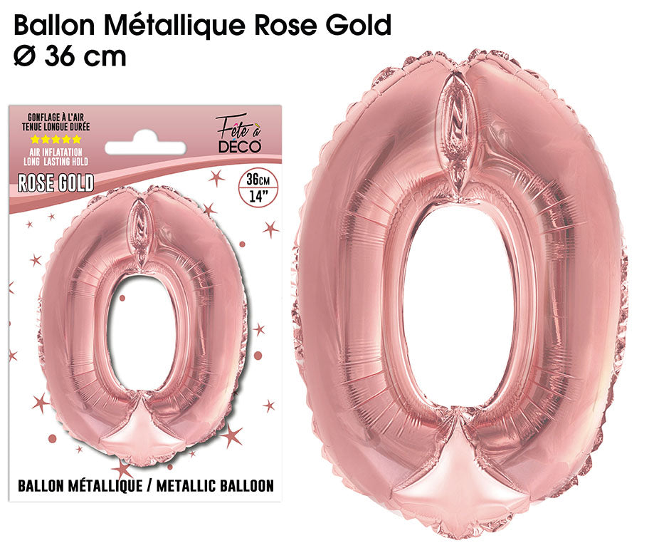 Ballons métalliques Rose Gold Chiffre - Tous les chiffres : 0