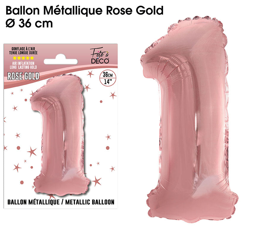 Ballons métalliques Rose Gold Chiffre - Tous les chiffres : 1