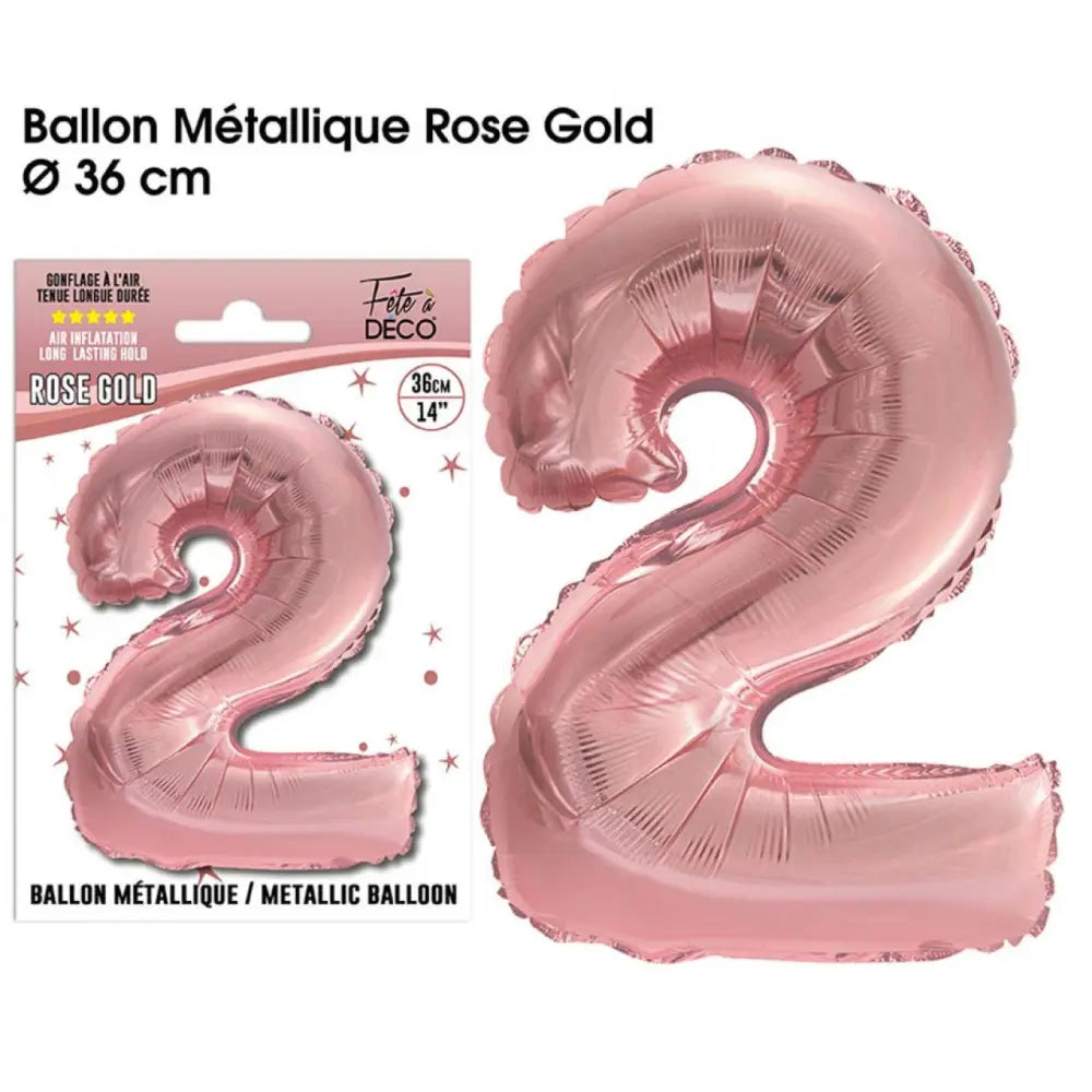 Ballons métalliques Rose Gold Chiffre - 2