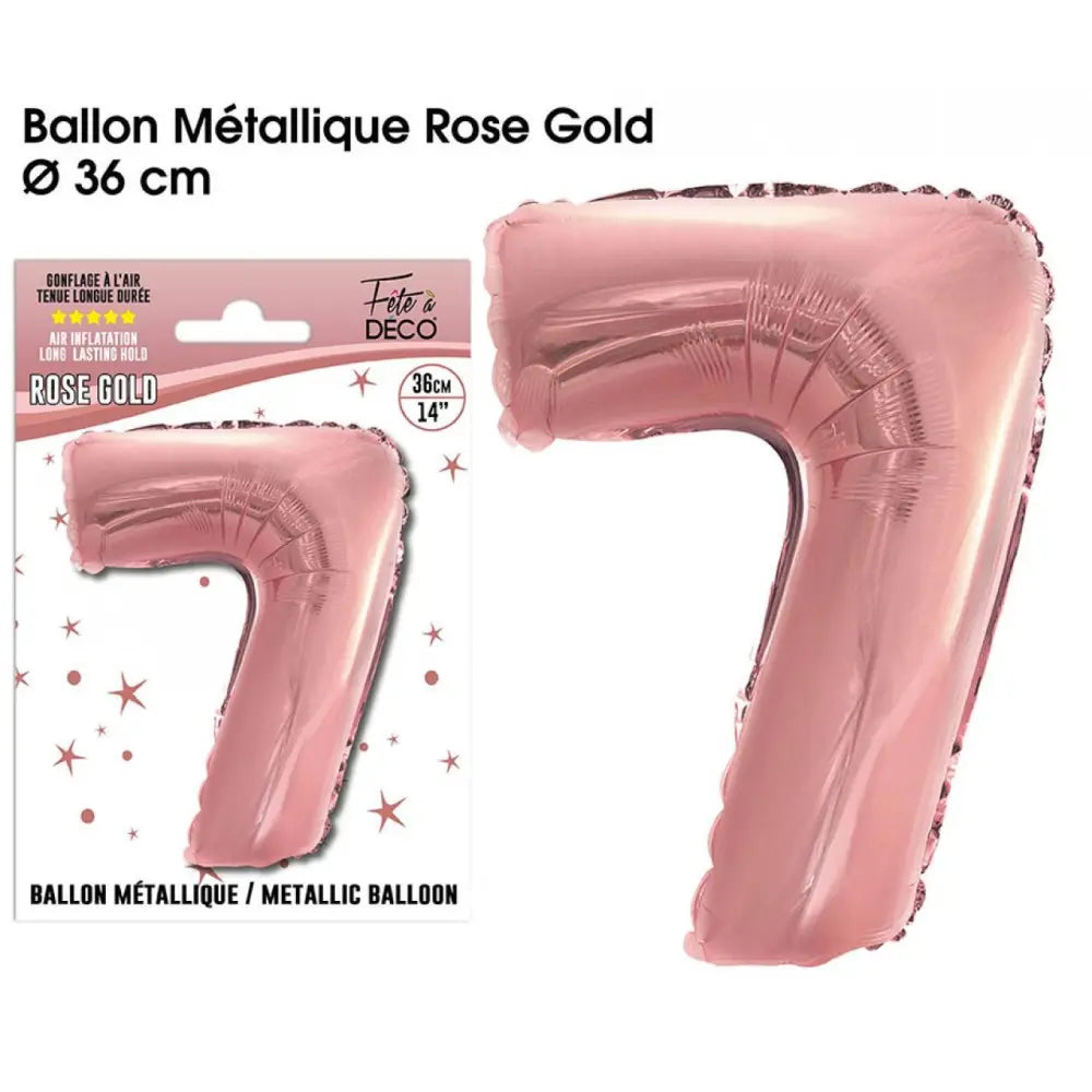 Ballons métalliques Rose Gold Chiffre - 7