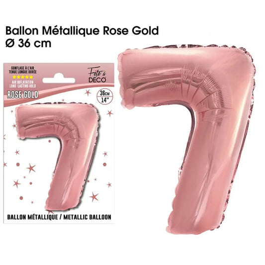 Ballons métalliques Rose Gold Chiffre - 7