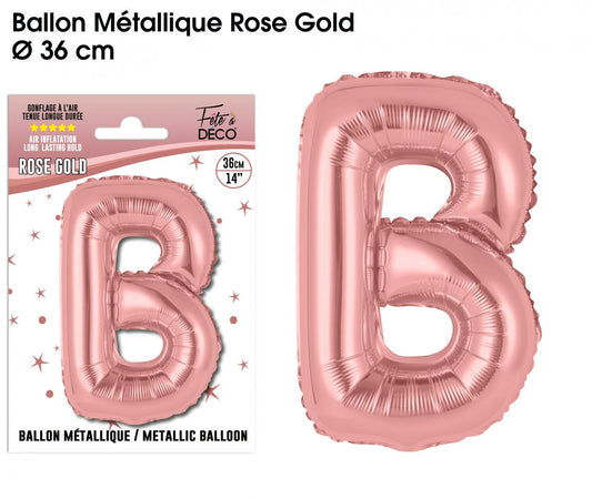 Ballon métallique Rose Gold Lettres et Symboles - Toutes les lettres, le # et le & : B