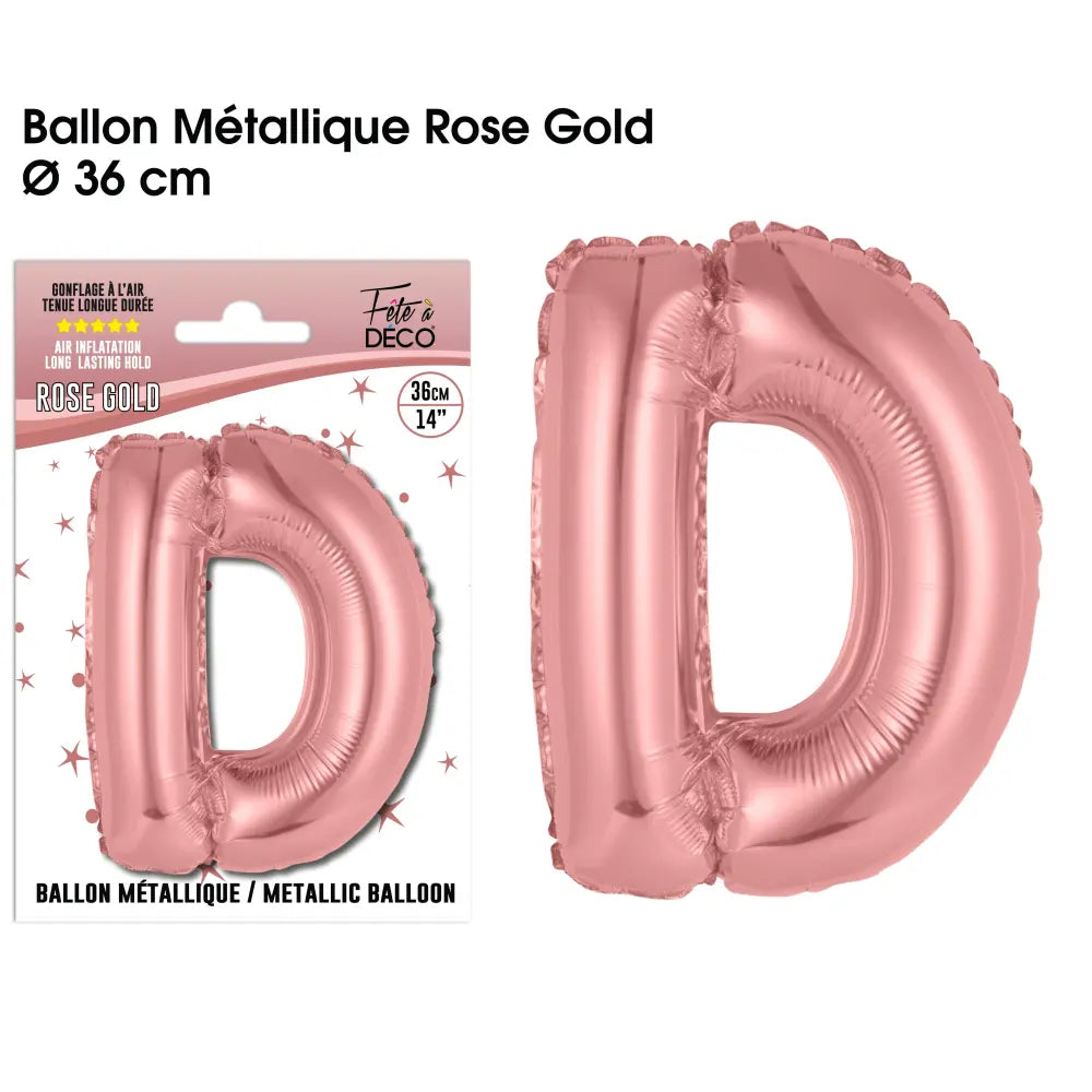 Ballon métallique Rose Gold Lettres et Symboles - D