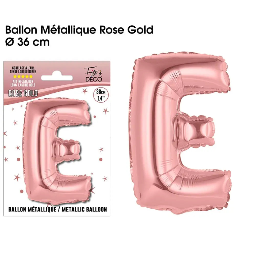 Ballon métallique Rose Gold Lettres et Symboles - E