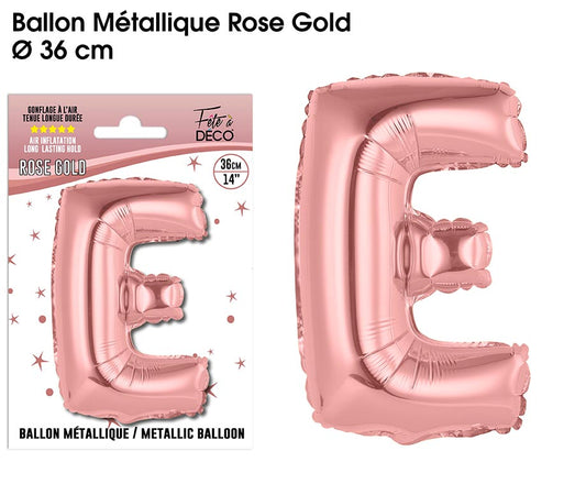 Ballon métallique Rose Gold Lettres et Symboles - Toutes les lettres, le # et le & : E 