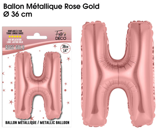 Ballon métallique Rose Gold Lettres et Symboles - Toutes les lettres, le # et le & : H