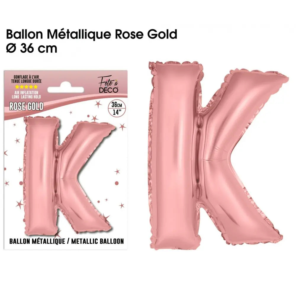 Ballon métallique Rose Gold Lettres et Symboles - K