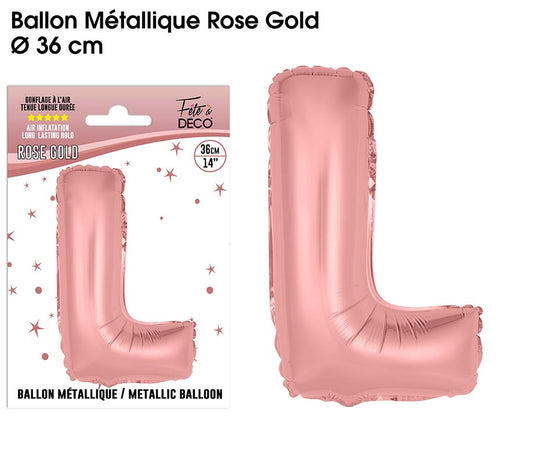 Ballon métallique Rose Gold Lettres et Symboles - Toutes les lettres, le # et le & : L 