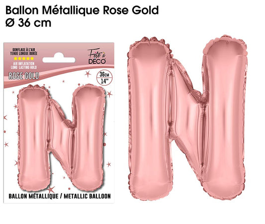 Ballon métallique Rose Gold Lettres et Symboles - Toutes les lettres, le # et le & : N