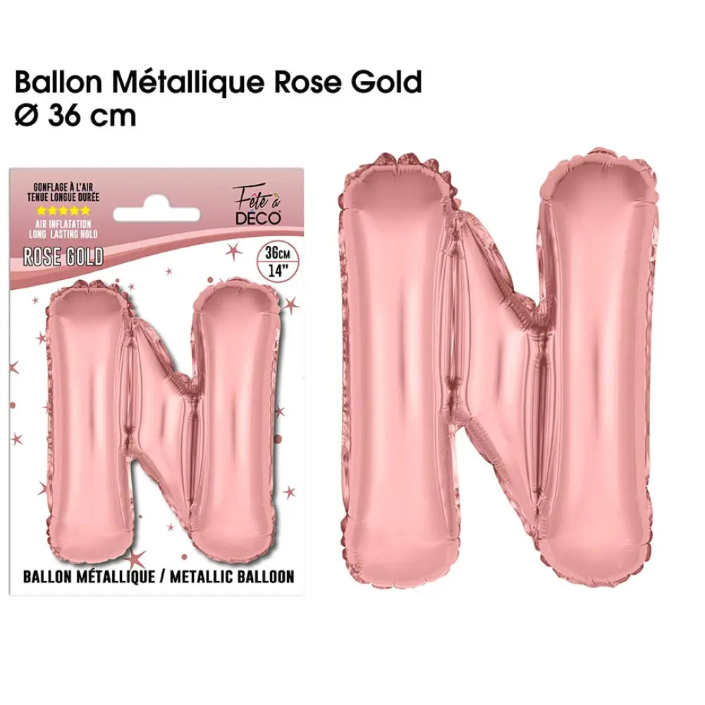 Ballon métallique Rose Gold Lettres et Symboles - N