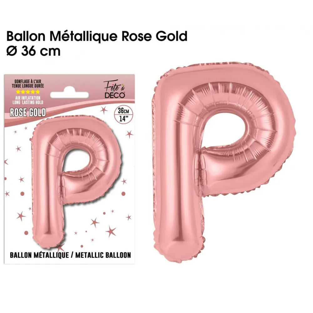 Ballon métallique Rose Gold Lettres et Symboles - P