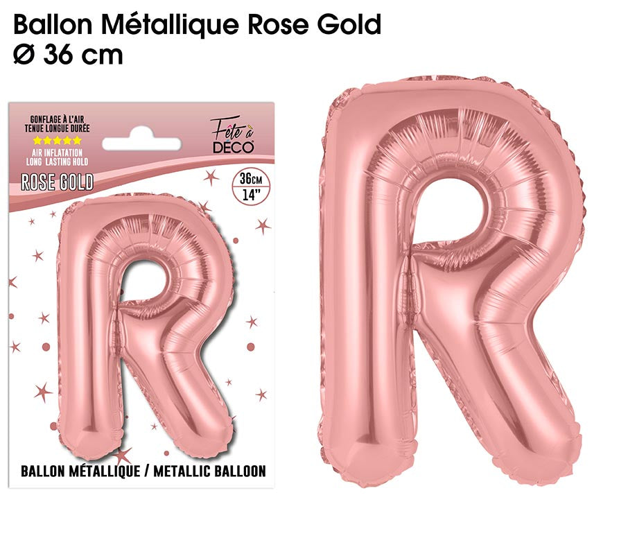 Ballon métallique Rose Gold Lettres et Symboles - Toutes les lettres, le # et le & : R