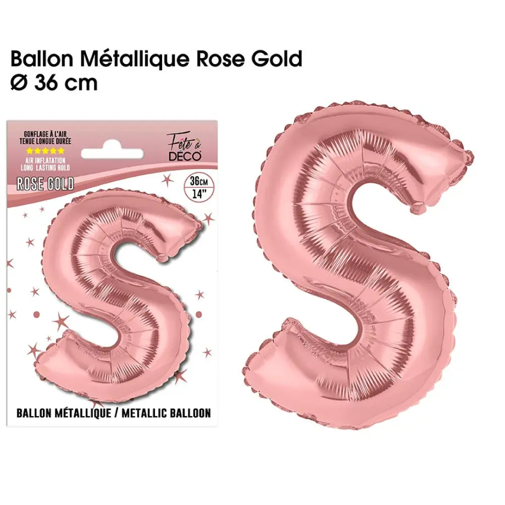 Ballon métallique Rose Gold Lettres et Symboles - S