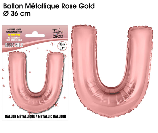 Ballon métallique Rose Gold Lettres et Symboles - Toutes les lettres, le # et le & : U